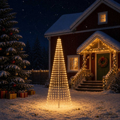 Luci per albero di Natale con picchetti e asta per bandiera