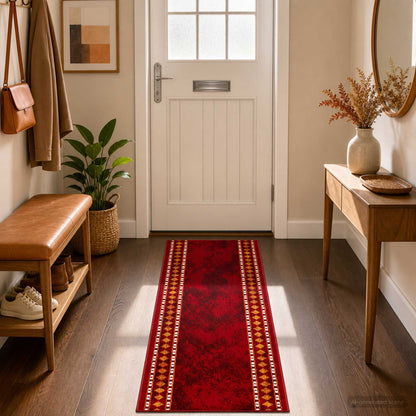 Tappeto Runner FLORNES Tessuto Rosso PP 7 mm | homemem39
