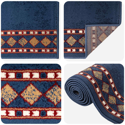 Tappeto Runner FLORNES Tessuto Blu PP 7 mm