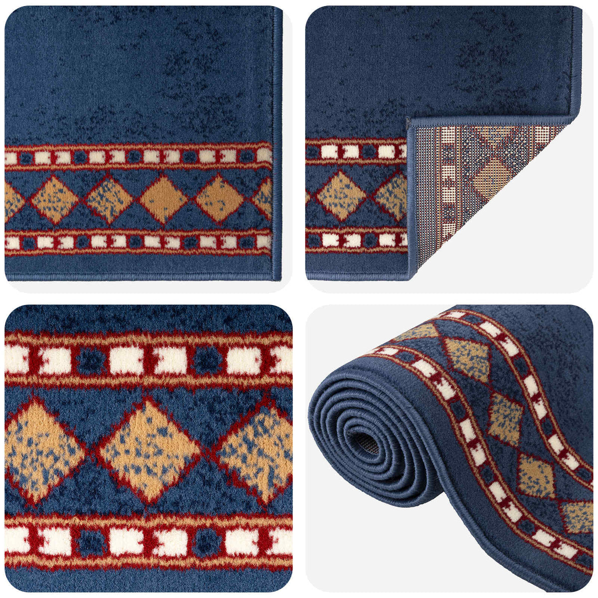 Tappeto Runner FLORNES Tessuto Blu PP 7 mm