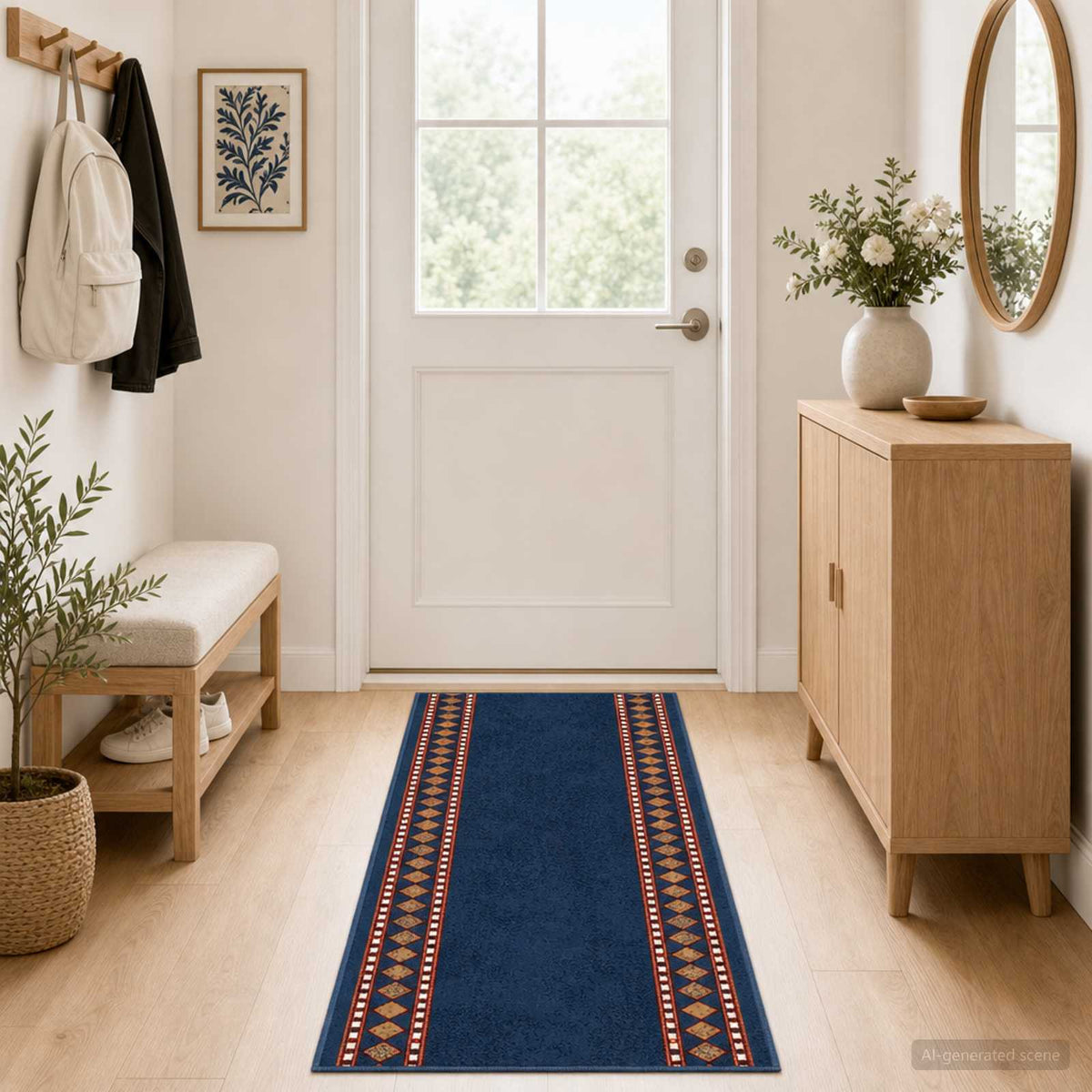 Tappeto Runner FLORNES Tessuto Blu PP 7 mm
