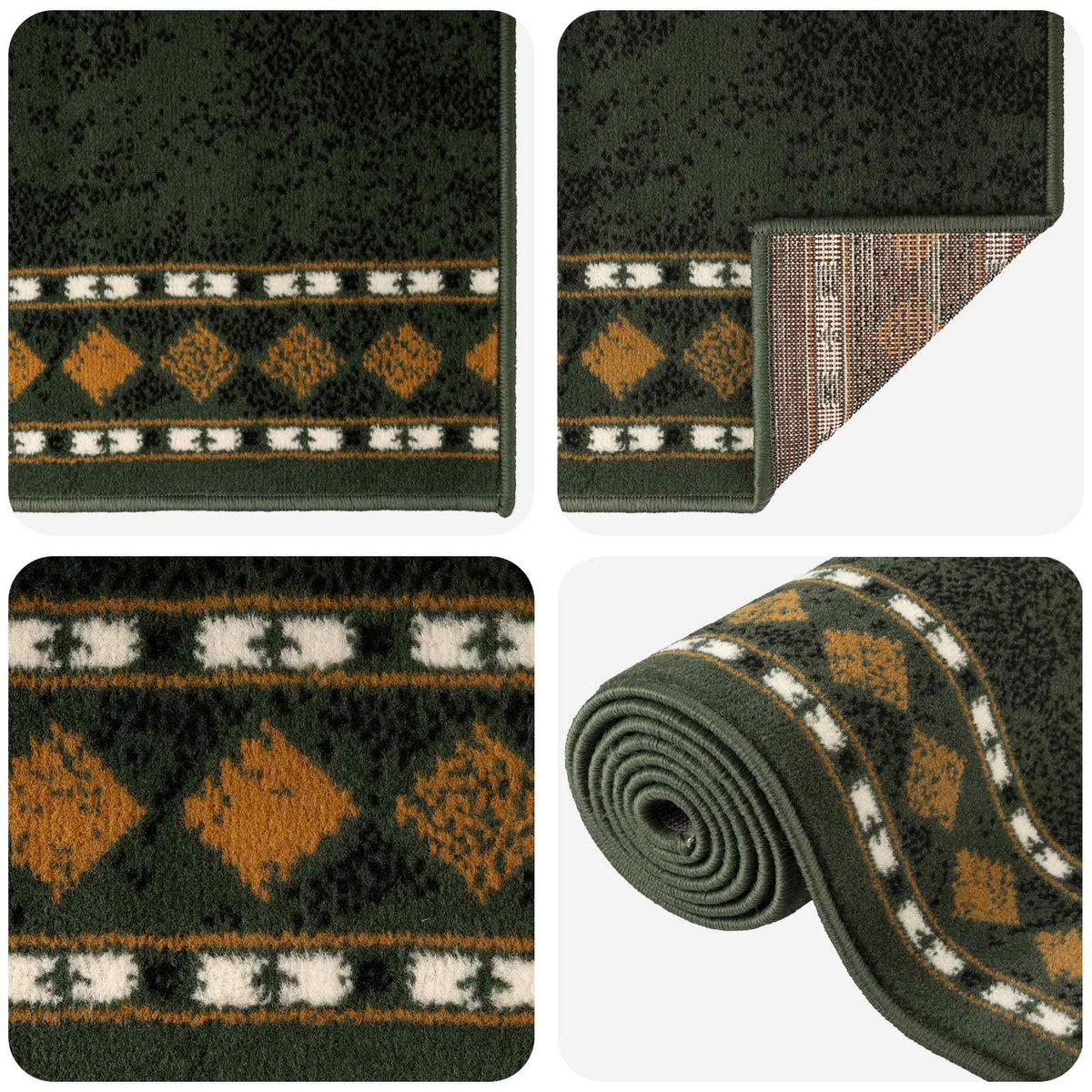 Tappeto Runner FLORNES Tessuto Verde Diamanti 67 x 250 cm PP | homemem39
