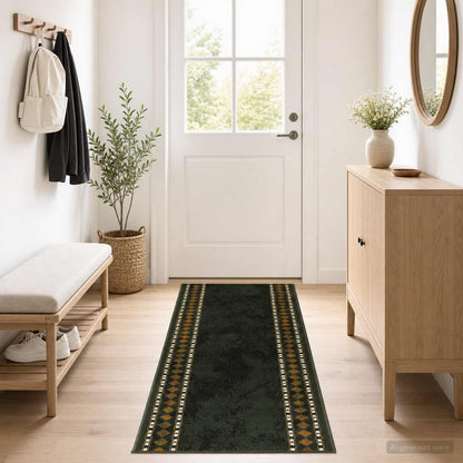 Tappeto Runner FLORNES Tessuto Verde PP 7 mm