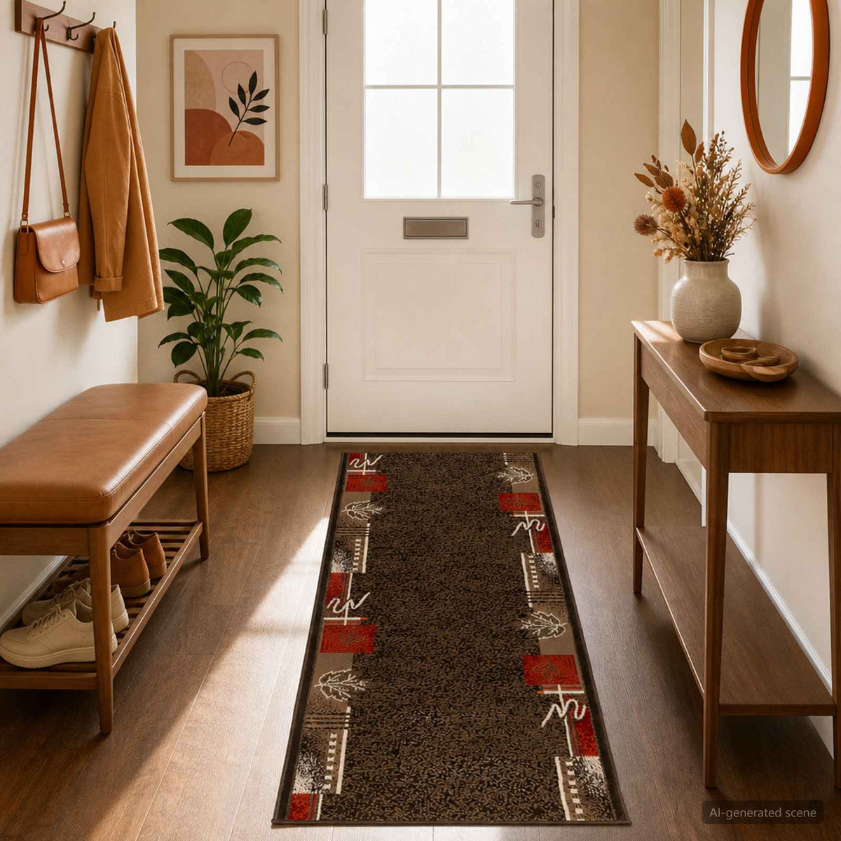 Tappeto Runner FLORNES Tessuto Marrone PP 7 mm | homemem39