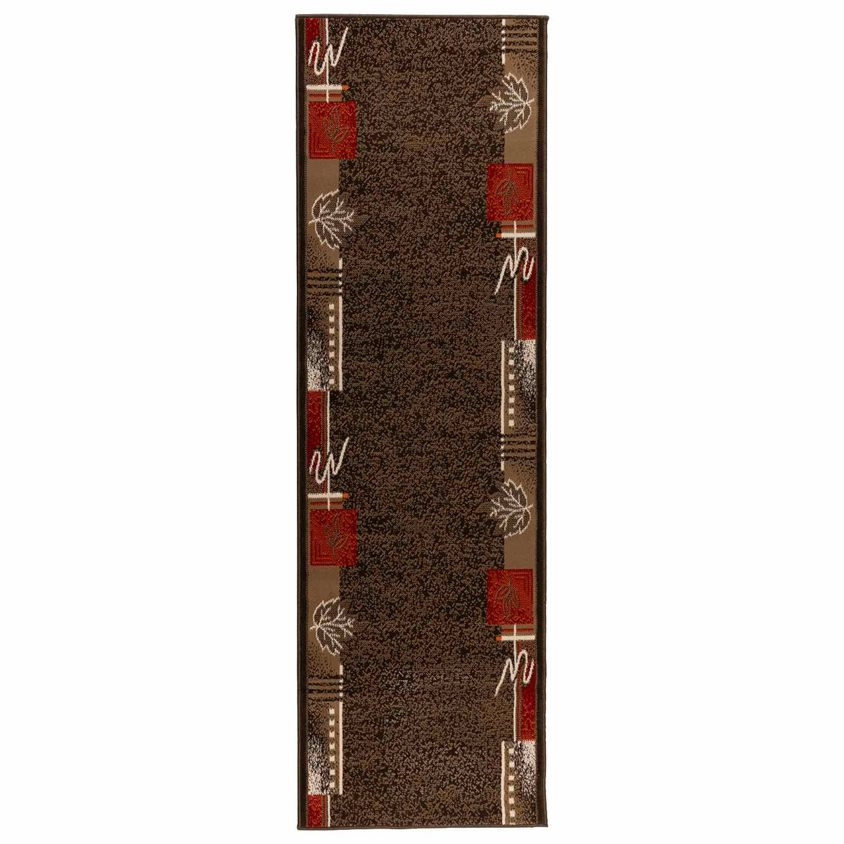 Tappeto Runner FLORNES Tessuto Marrone Foglie 80 x 400 cm PP | homemem39