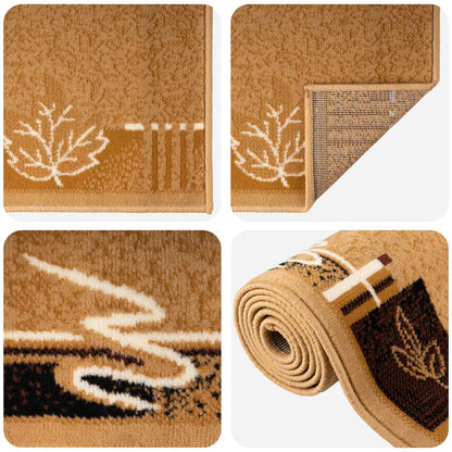 Tappeto Runner FLORNES Tessuto Ocra Foglie 80 x 400 cm PP 7 mm | homemem39
