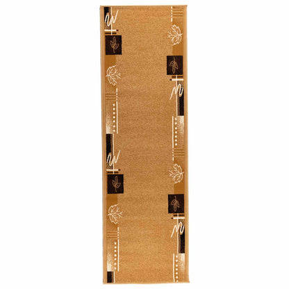 Tappeto Runner FLORNES Tessuto Ocra Foglie 100 x 400 cm PP 7 mm | homemem39