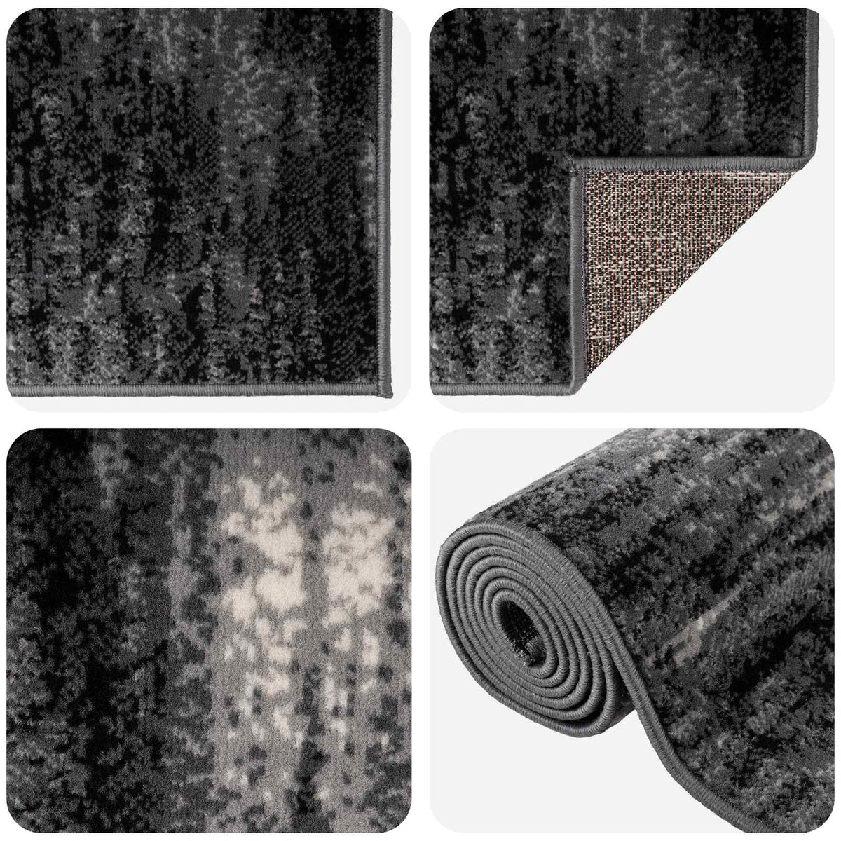 Tappeto Runner FLORNES Tessuto Nero PP 7 mm
