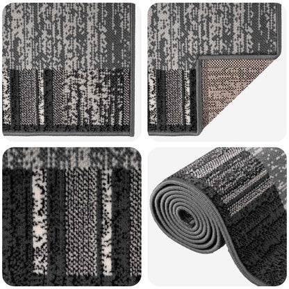 Tappeto Runner FLORNES Tessuto Grigio Righe 100 x 400 cm PP | homemem39