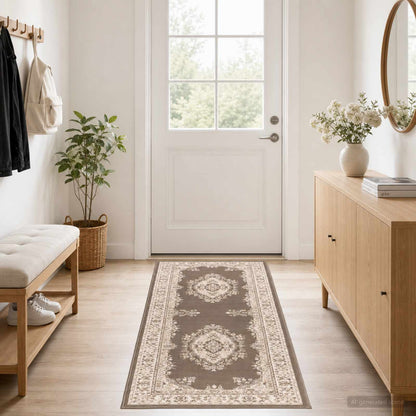 Tappeto Runner FLORNES Tessuto Fantasia tortora 67 x 150 cm PP | homemem39