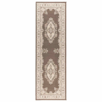 Tappeto Runner FLORNES Tessuto Fantasia tortora 80 x 300 cm PP | homemem39