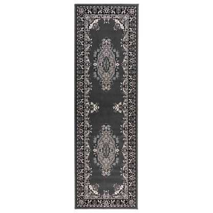 Tappeto Runner FLORNES Tessuto Motivo Grigio 100 x 250 cm PP | homemem39