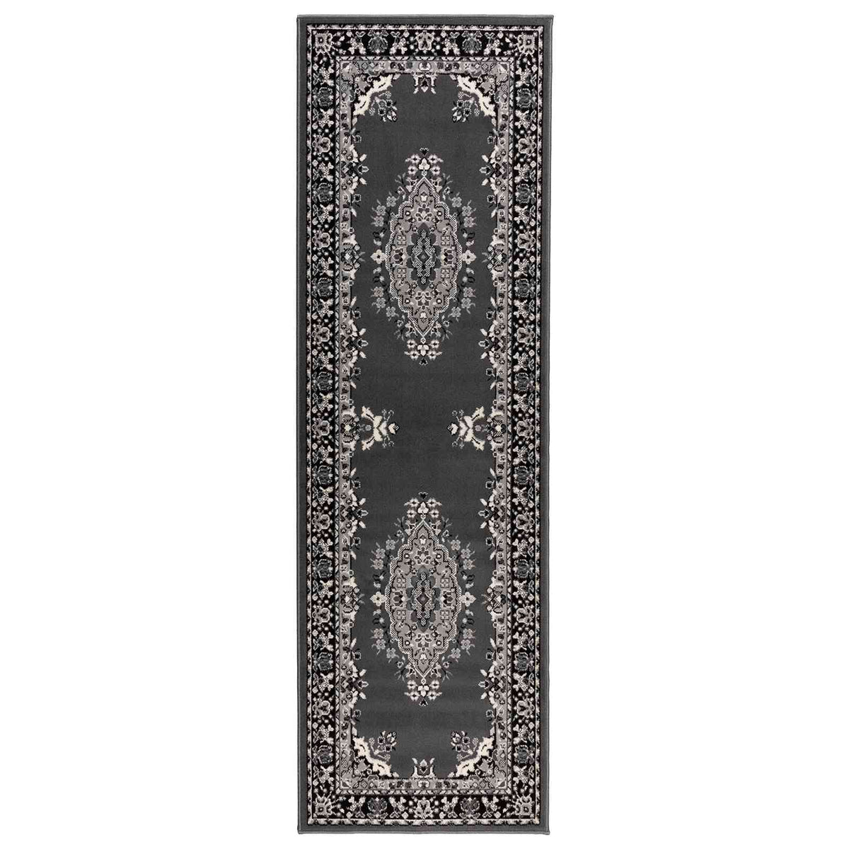 Tappeto Runner FLORNES Tessuto Motivo Grigio 100 x 450 cm PP | homemem39
