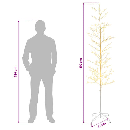 Albero di Natale a betulla Bianco 47 x 210 cm Acciaio 567 LED