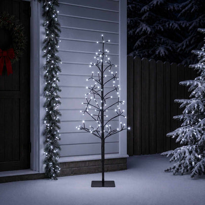 Albero di Natale con luci LED Nero 18 x 18 x 150 cm Acciaio | homemem39