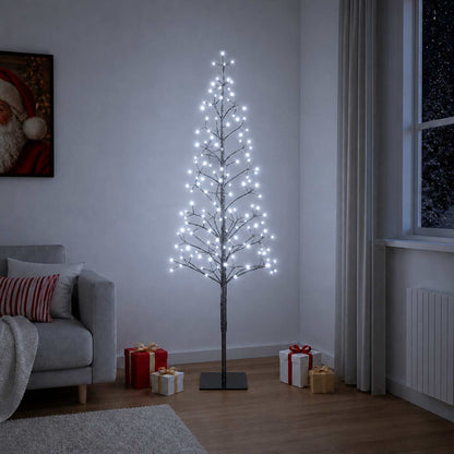 Albero di Natale con luci LED Nero 18 x 18 x 150 cm Acciaio | homemem39