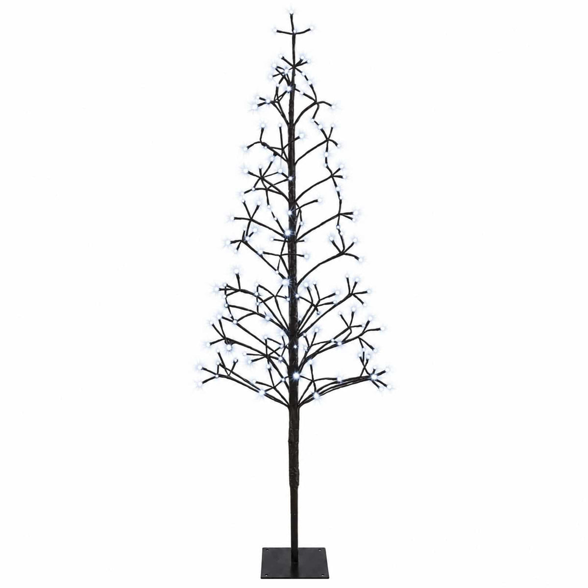 Albero di Natale con luci LED Nero 18 x 18 x 150 cm Acciaio | homemem39