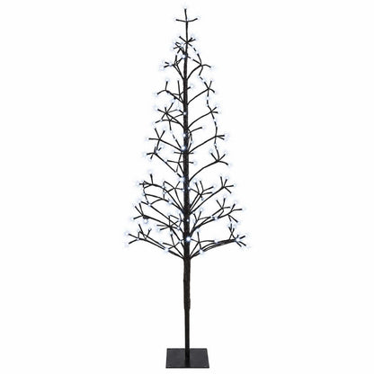 Albero di Natale con luci LED Nero 18 x 18 x 150 cm Acciaio | homemem39