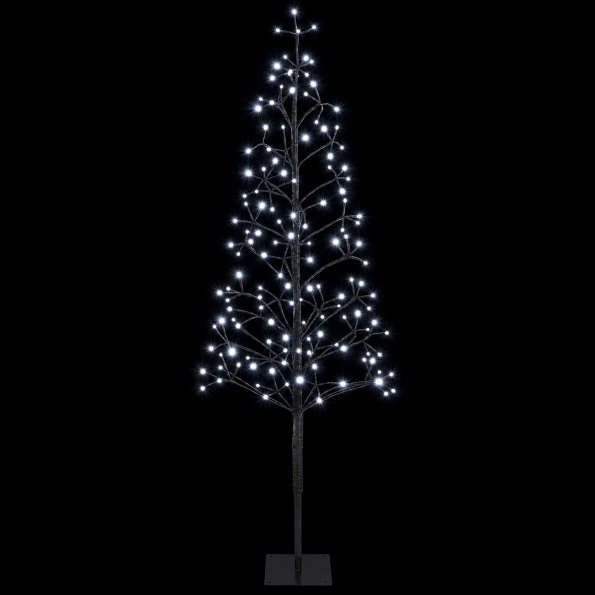 Albero di Natale con luci LED Nero 18 x 18 x 150 cm Acciaio | homemem39