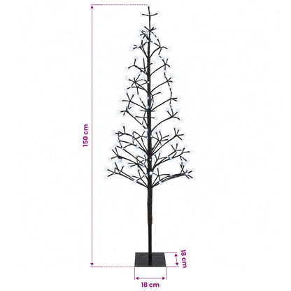 Albero di Natale con luci LED Nero 18 x 18 x 150 cm Acciaio | homemem39