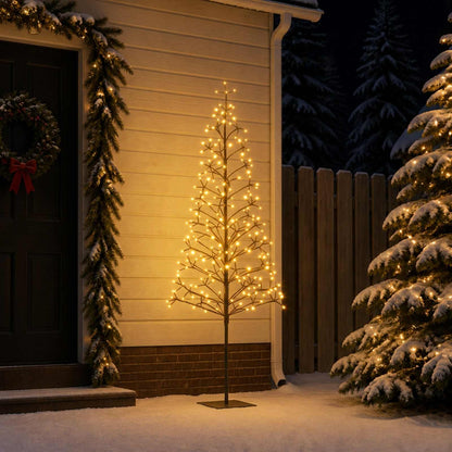 Albero di Natale con luci LED Nero 20 x 20 x 180 cm Acciaio | homemem39