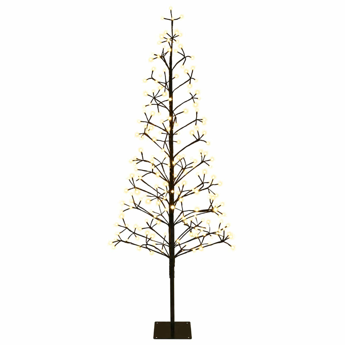 Albero di Natale con luci LED Nero 20 x 20 x 180 cm Acciaio | homemem39