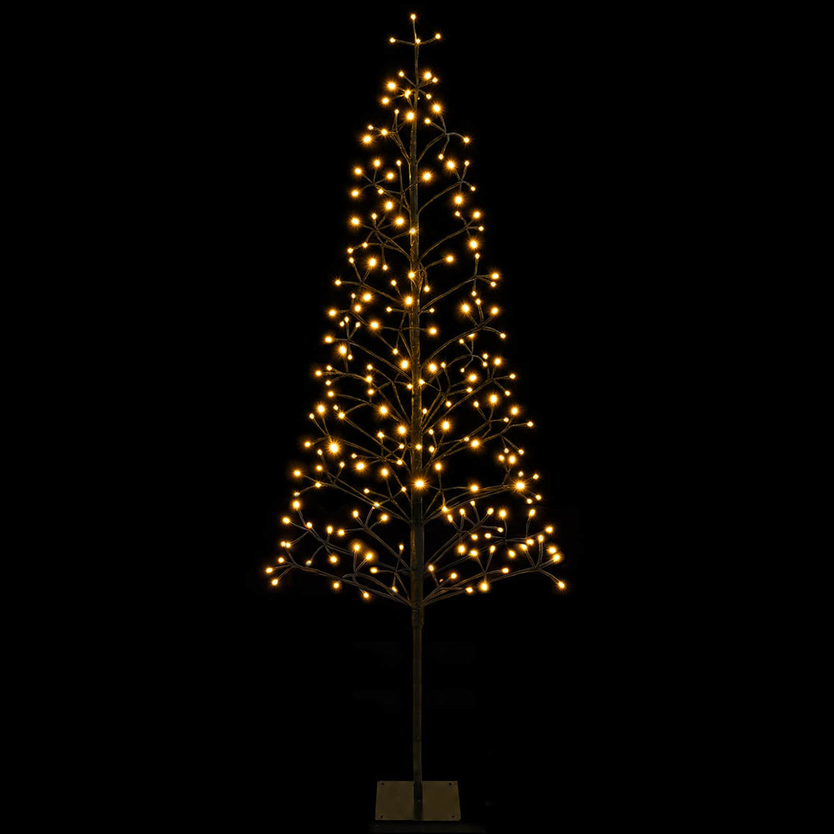 Albero di Natale con luci LED Nero 20 x 20 x 180 cm Acciaio | homemem39