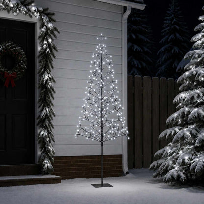 Albero di Natale con luci LED Nero 180 cm Acciaio 196 LED | homemem39