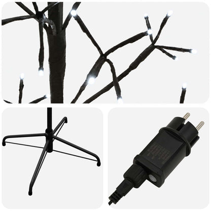 Albero di Natale con luci LED Nero 180 cm Acciaio 196 LED | homemem39