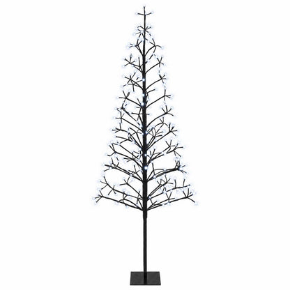 Albero di Natale con luci LED Nero 180 cm Acciaio 196 LED | homemem39