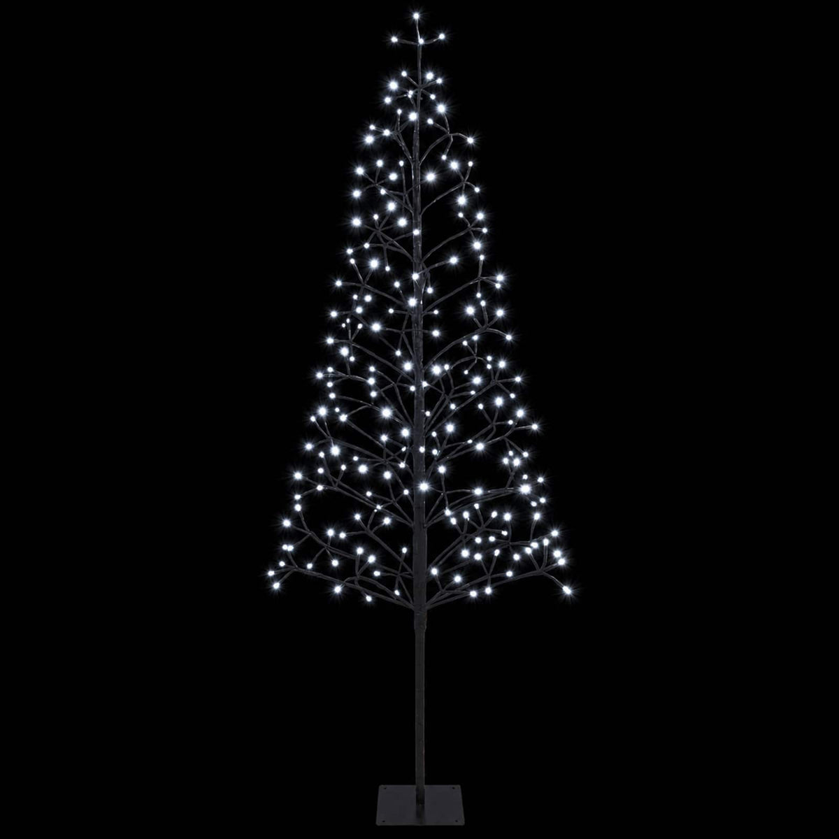Albero di Natale con luci LED Nero 180 cm Acciaio 196 LED | homemem39