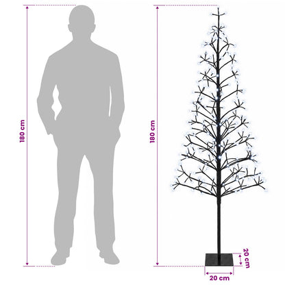 Albero di Natale con luci LED Nero 180 cm Acciaio 196 LED | homemem39