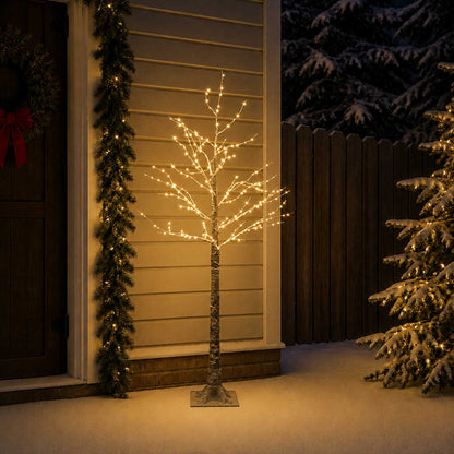 Albero di Natale LED innevato Marrone 22 x 22 x 150 cm Plastica