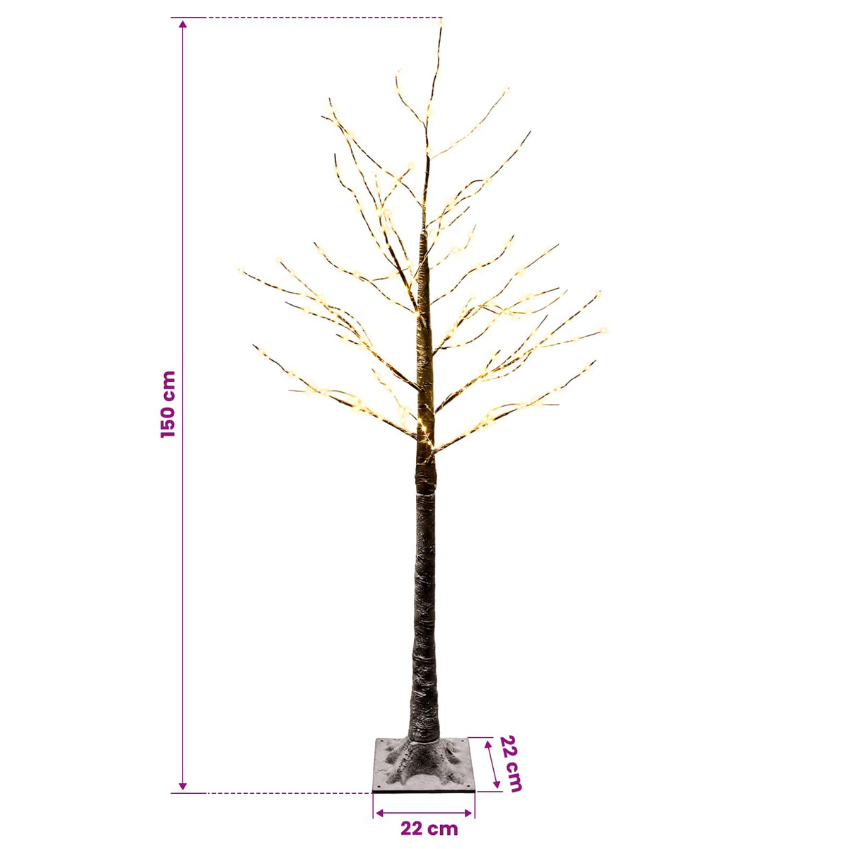 Albero di Natale LED innevato Marrone 22 x 22 x 150 cm Plastica