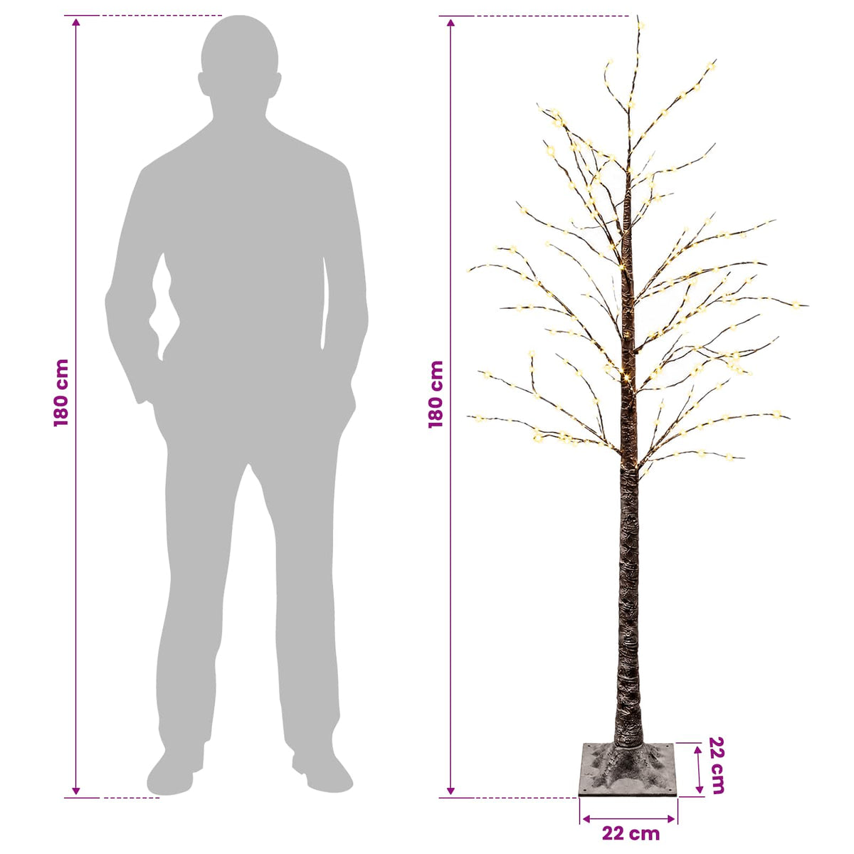 Albero di Natale LED innevato Marrone 22 x 22 x 180 cm Plastica | homemem39