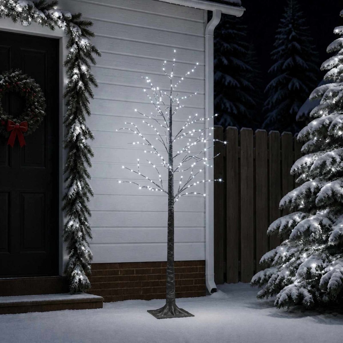 Albero di Natale LED innevato Marrone 22 x 22 x 180 cm Plastica