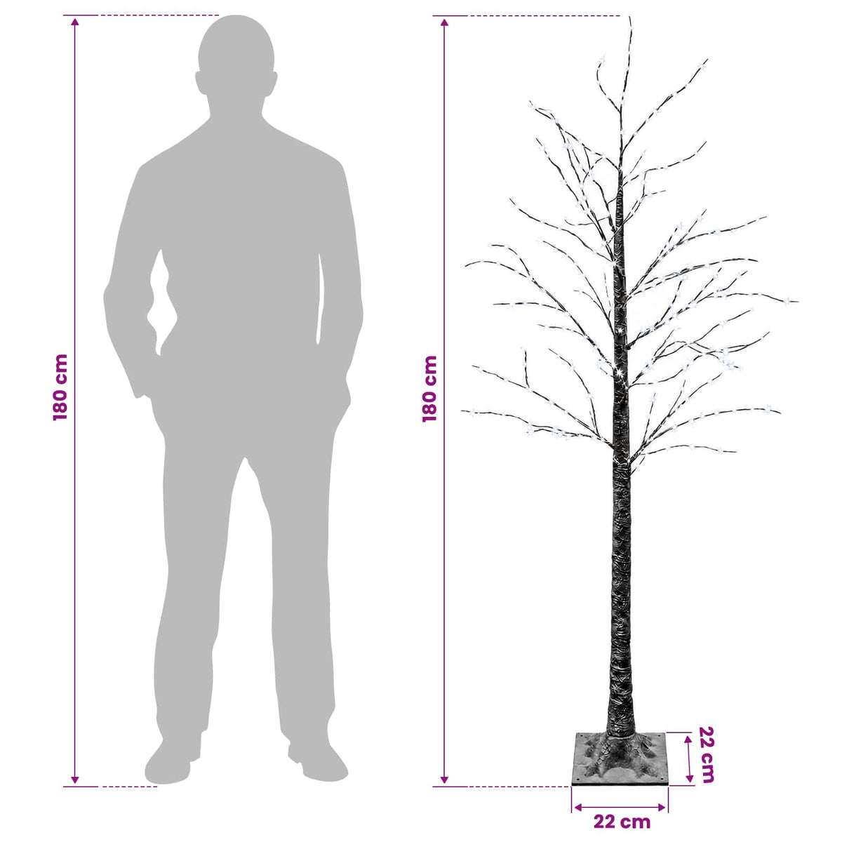 Albero di Natale LED innevato Marrone 22 x 22 x 180 cm Plastica | homemem39