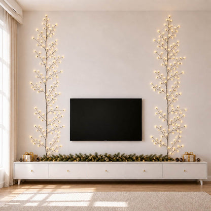 Decorazione natalizia a vite di salice a LED 2 pz Nero 270 cm