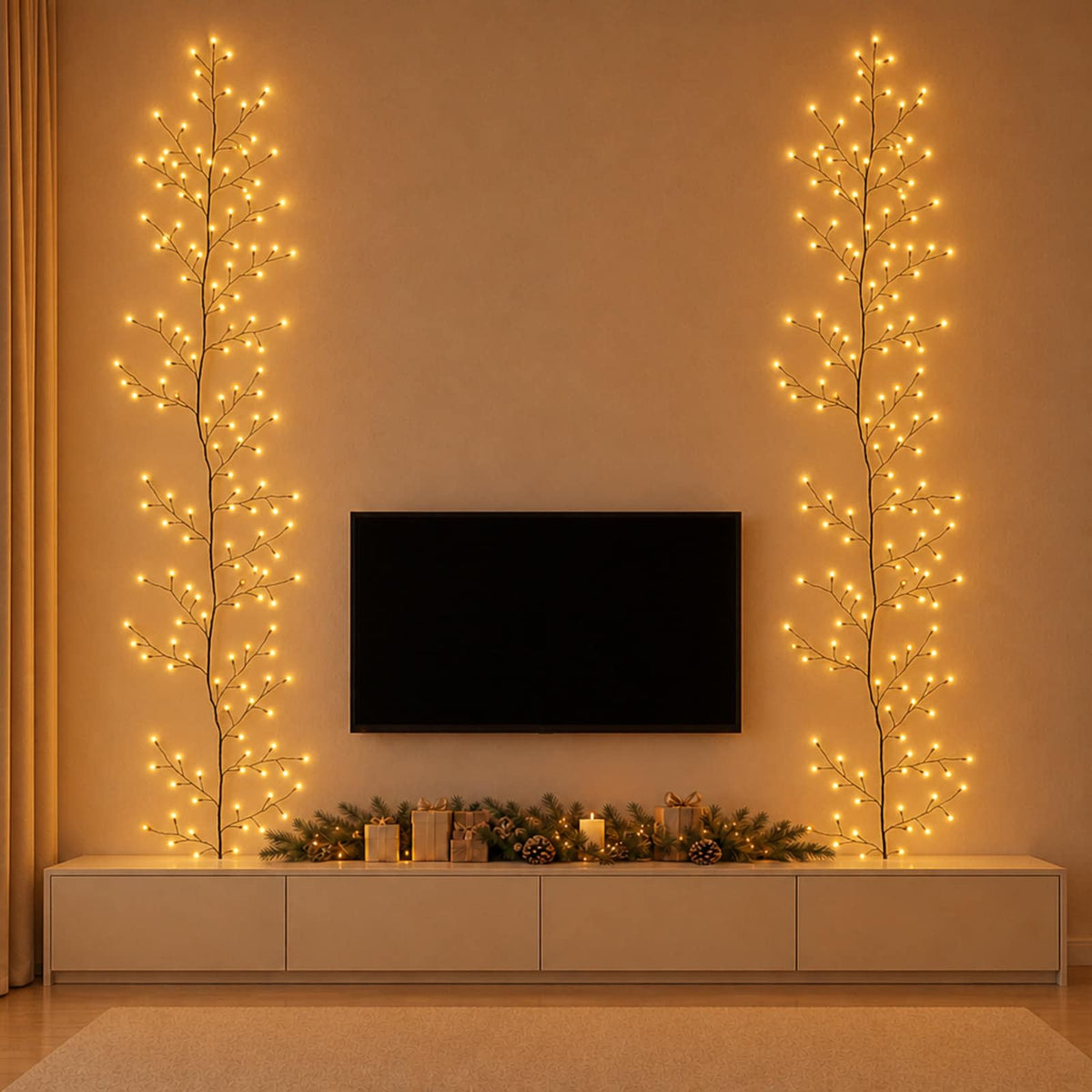 Decorazione natalizia a vite di salice a LED 2 pz Nero 270 cm