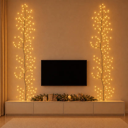 Decorazione natalizia a vite di salice a LED 2 pz Nero 270 cm