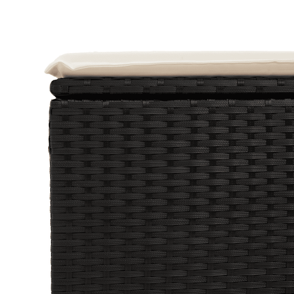 Set da Pranzo da Giardino 11 pz con Cuscini in Polyrattan Nero