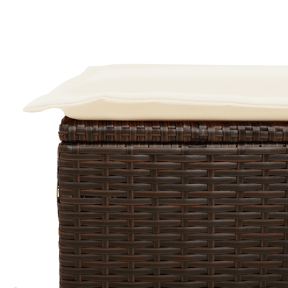 Set da Pranzo da Giardino 9pz con Cuscini Marrone in Polyrattan