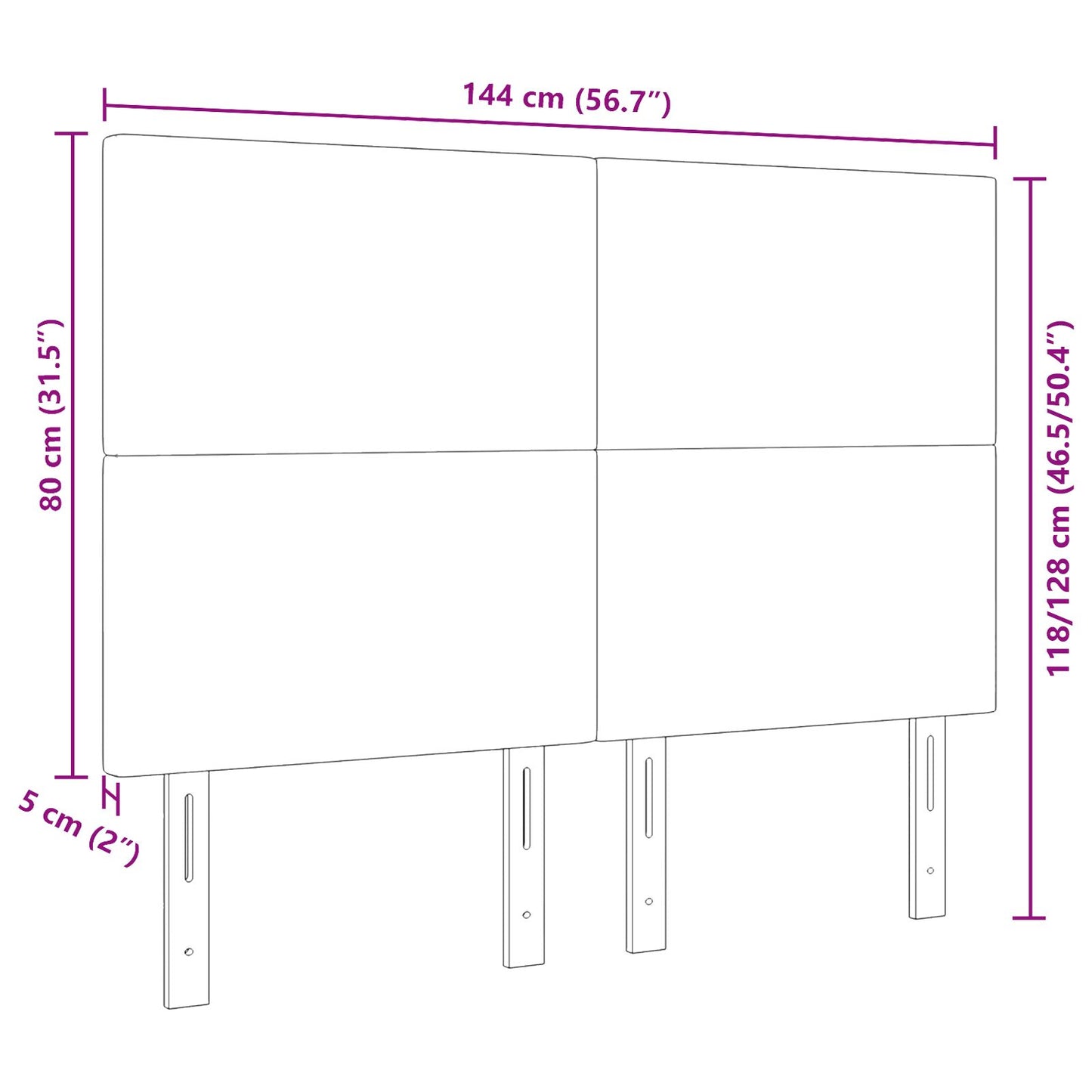 Testiera vidaXL semplice crema 140cm in velluto