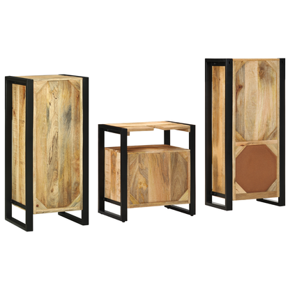 Set di mobili per il bagno 3 pz Marrone e Nero