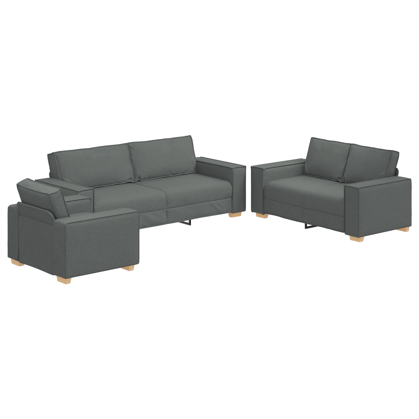Set di divani con cuscino 3 pcs Grigio 220 x 78 x 84 cm Tessuto - homemem39