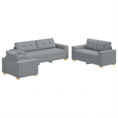 Set di divani con cuscino con cuscino 3 pcs Grigio Tessuto