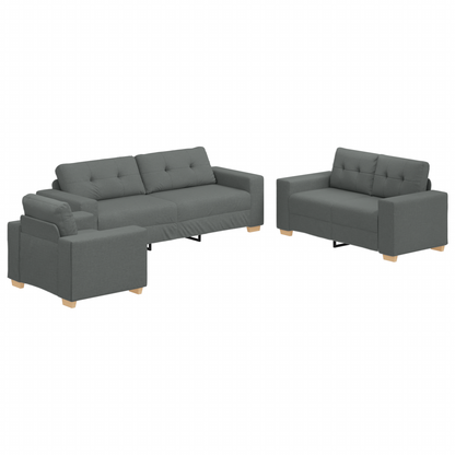 Set di divani con cuscino con cuscino 3 pcs Grigio Tessuto