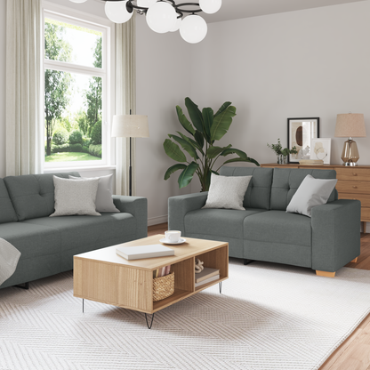 Set di divani con cuscino con cuscino 3 pcs Grigio Tessuto