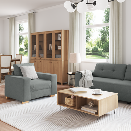 Set di divani con cuscino con cuscino 3 pcs Grigio Tessuto