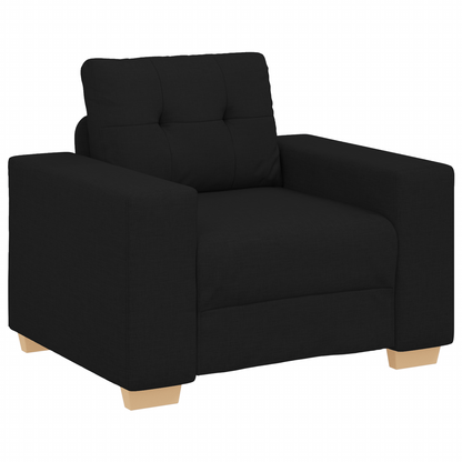 Set di divani con cuscino con cuscino 3 pcs Nero Tessuto